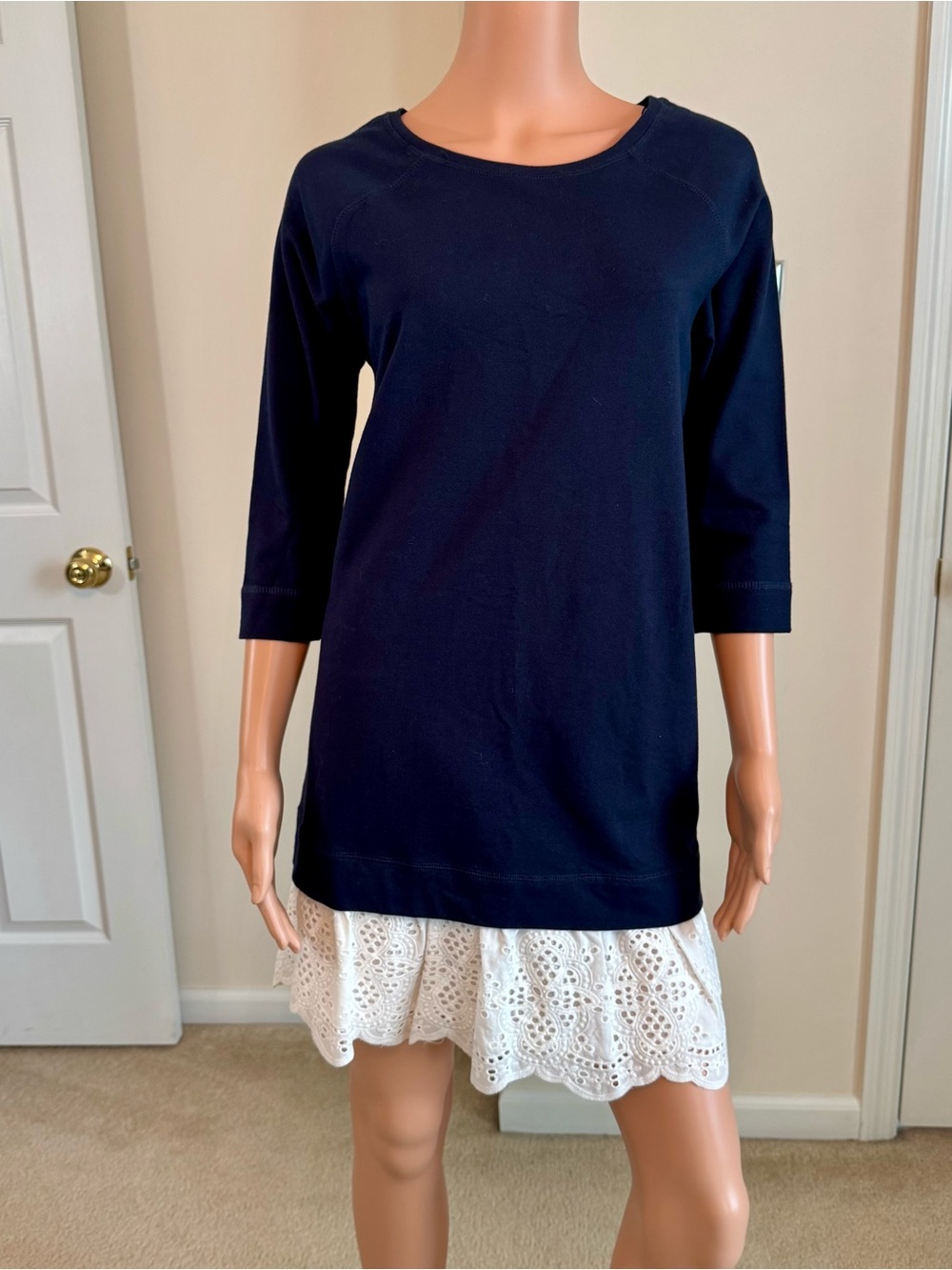 NWT Eliane Rose Comfy Cotton Eyelets Lace Skirt Mini Dress Nautical Coastal Med